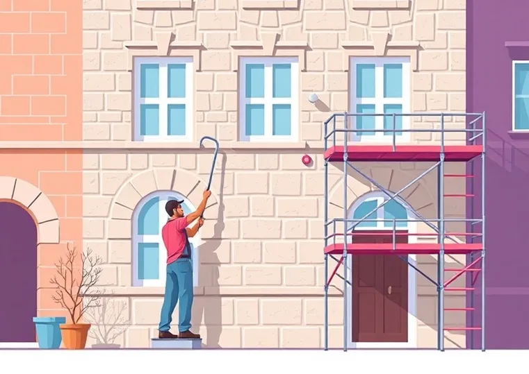Ravalement de façade en pierre, nettoyage et application d'enduit
